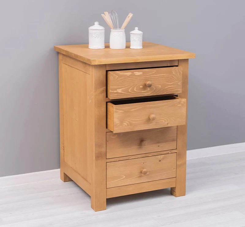 Küchenmodul aus Massivholz mit 4 Schubladen