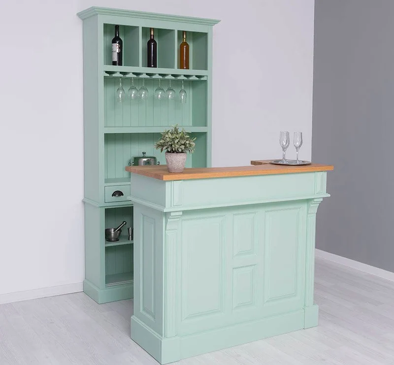 Bar-Set bestehend aus Empfangstheke| Bartresen und Buffetschrank mit Glashalterungen