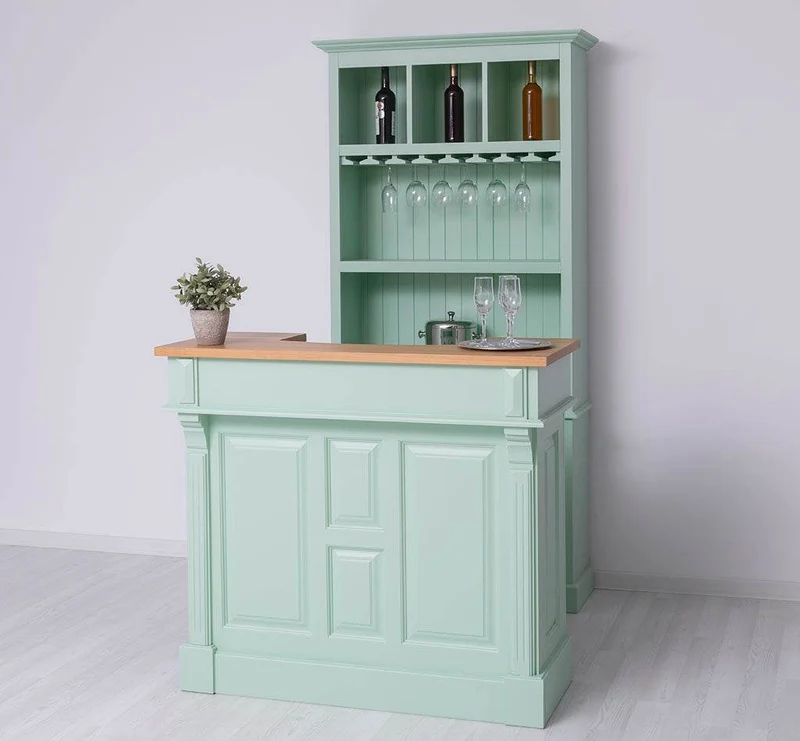 Bar-Set bestehend aus Empfangstheke| Bartresen und Buffetschrank mit Glashalterungen