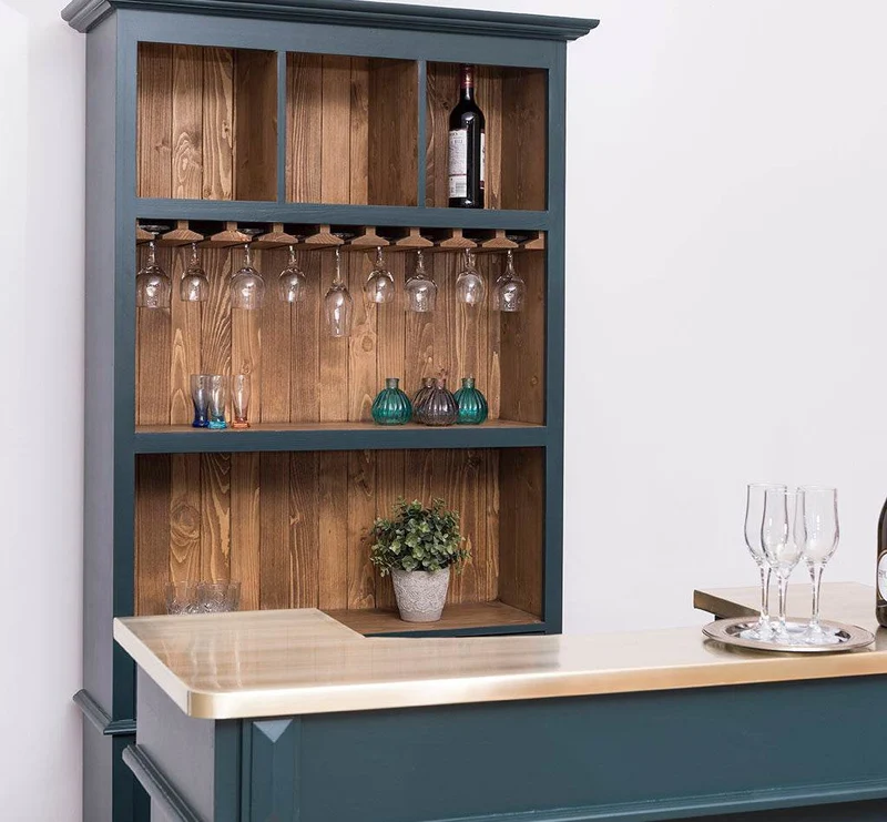Bar-Set bestehend aus Empfangstheke| Bartresen und Buffetschrank mit Glashalterungen