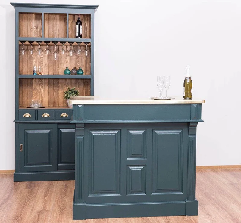 Bar-Set bestehend aus Empfangstheke| Bartresen und Buffetschrank mit Glashalterungen