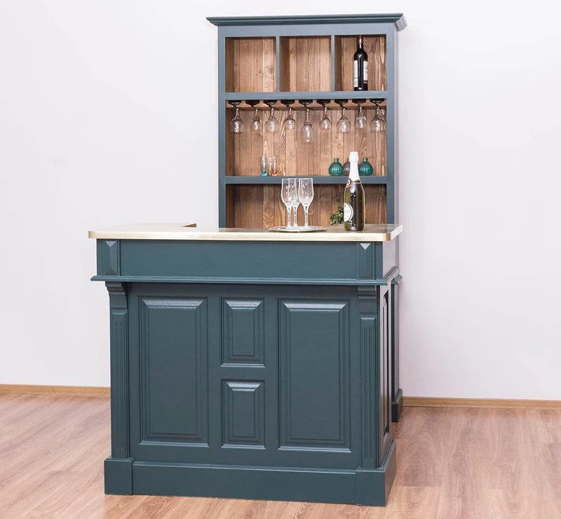 Bar-Set bestehend aus Empfangstheke| Bartresen und Buffetschrank mit Glashalterungen