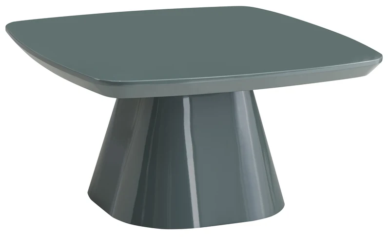Adievent Couchtisch 80x80 cm in Grau-Grün mit Hochglanz-Finish