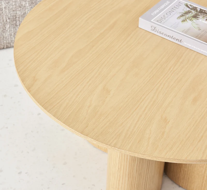 Runder Couchtisch Etially 80 cm in natürlicher Eiche Furnier