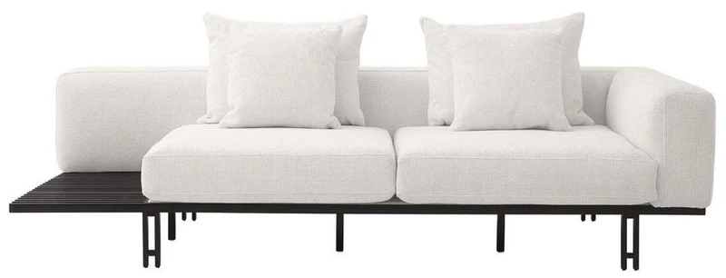 Casa Padrino Luxus Sofa Creme / Bronze 233 x 104 x H. 60,5 cm - Modernes Wohnzimmer Sofa Rechte Seite - Hotel Sofa - Luxus Qualität
