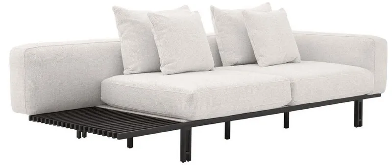 Casa Padrino Luxus Sofa Creme / Bronze 233 x 104 x H. 60,5 cm - Modernes Wohnzimmer Sofa Rechte Seite - Hotel Sofa - Luxus Qualität