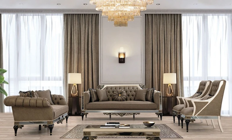 Casa Padrino Luxus Barock Sofa Braun / Weiß / Schwarz / Gold - Prunkvolles Wohnzimmer Sofa mit dekorativen Kissen - Barock Wohnzimmer Möbel