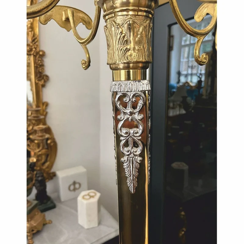 Casa Padrino Luxus Barock Garderobenständer Gold / Silber H. 180 cm - Made in Italy