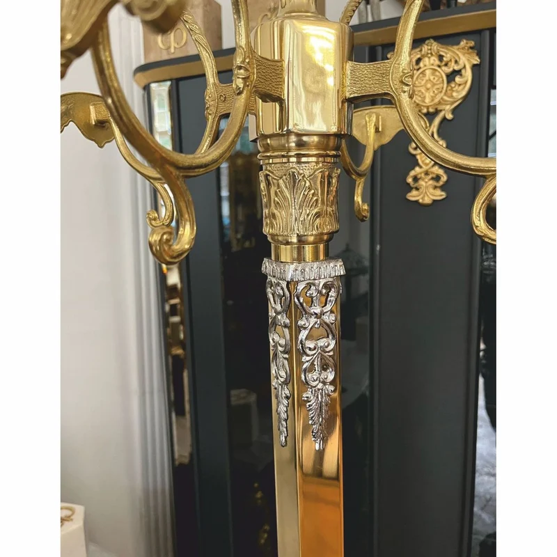 Casa Padrino Luxus Barock Garderobenständer Gold / Silber H. 180 cm - Made in Italy