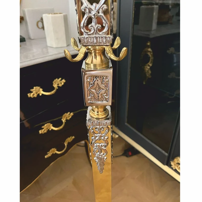 Casa Padrino Luxus Barock Garderobenständer Gold / Silber H. 180 cm - Made in Italy