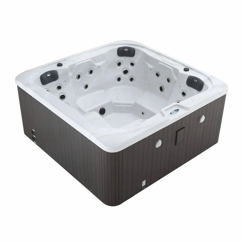 Casa Padrino Luxus Outdoor Jacuzzi Weiß / Schwarz 201 cm - Garten Whirlpool