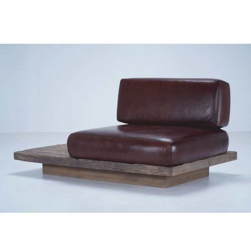 Casa Padrino Luxus Echtleder Sessel Rechte Seite Dunkelbraun / Braun - Modularer Wohnzimmer Sessel