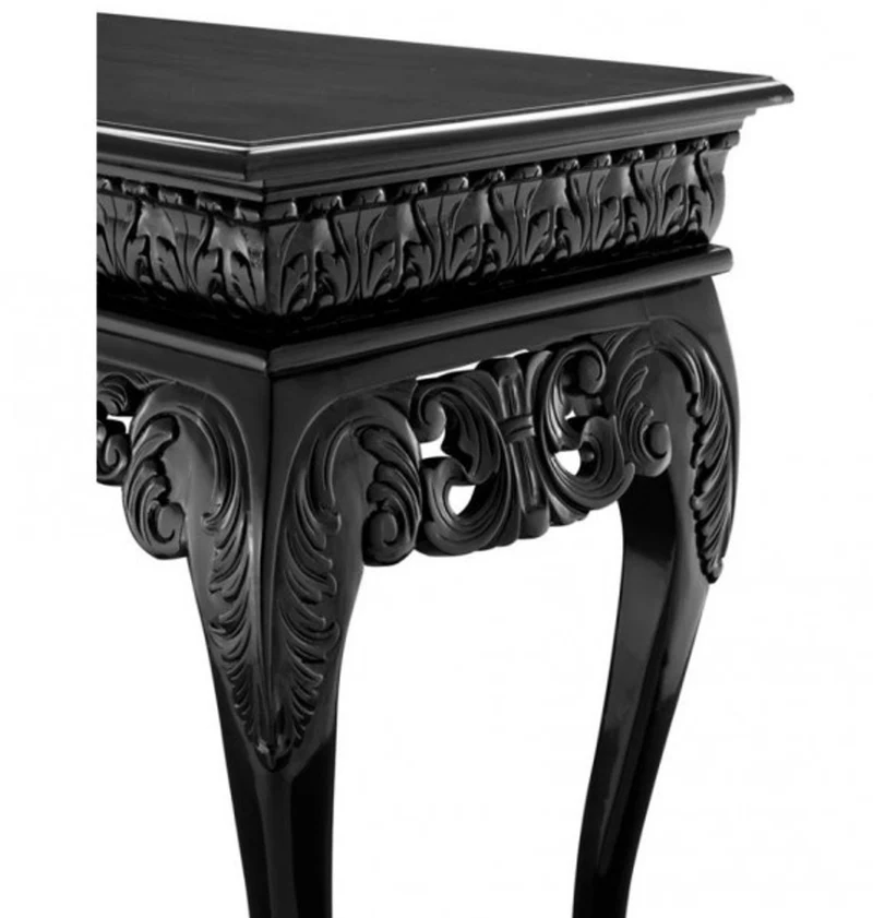 Casa Padrino Luxus Konsole im Barockstil aus Mahagoni Holz, gewachstes Schwarz, 152 x 52 x H. 101 cm