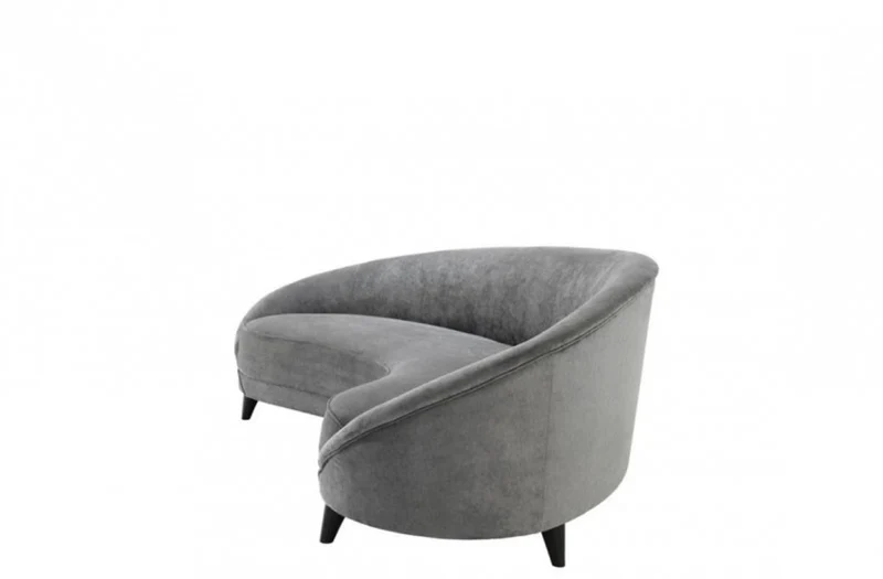 Casa Padrino Luxus Sofa gebogen in Hellgrau mit schwarzen Beinen - 245 x 87 x 79 cm