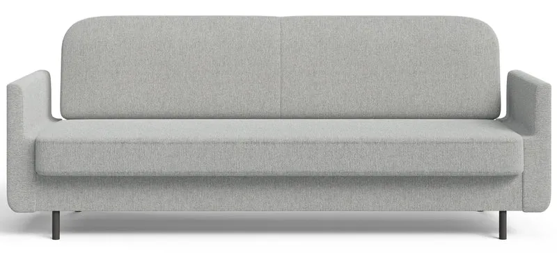Dreisitziges ausklappbares Sofa Ovelio in hellgrauem, hydrophobem Chenille-Stoff