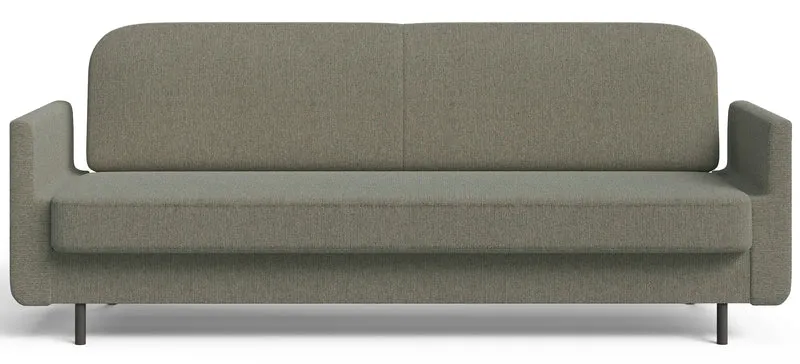 Dreisitziges ausklappbares Sofa Ovelio in Salbeigrün, hydrophober Chenille-Stoff