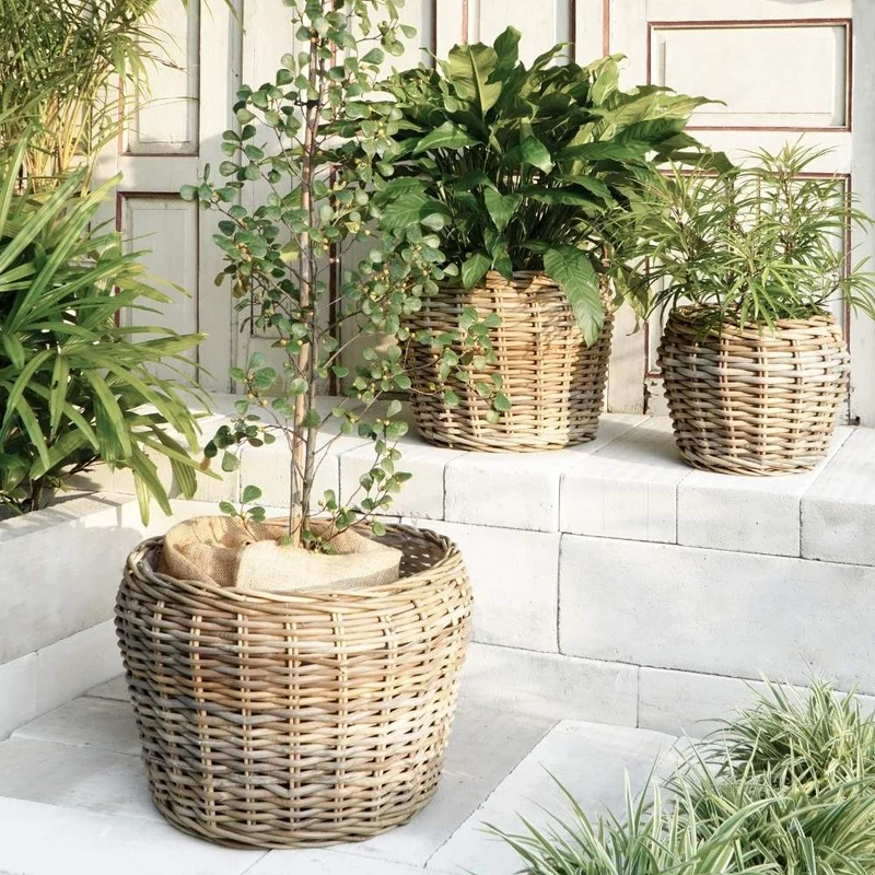 Natur Rattankorb GINI Natural Grey ca.30cm Pflanzkorb Übertopf