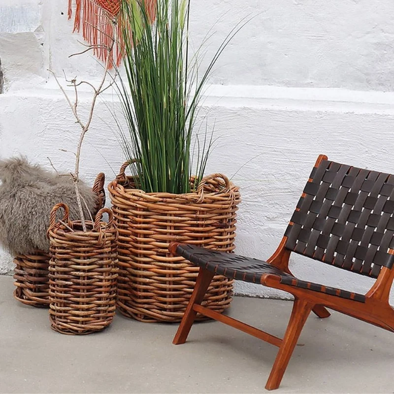 Dickes CL Rattan Korb CESTINO natural ca.D35xH45cm Griffe Pflanzkorb
