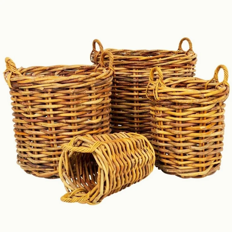 Dickes CL Rattan Korb CESTINO natural D45cm Griffe Pflanzkorb