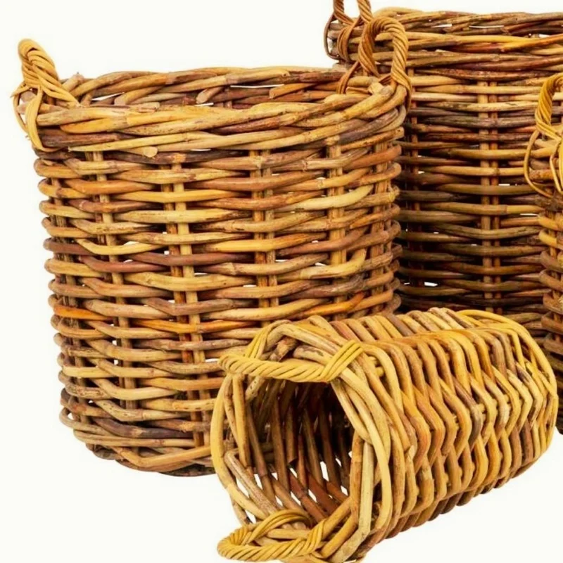 Dickes CL Rattan Korb CESTINO natural D45cm Griffe Pflanzkorb