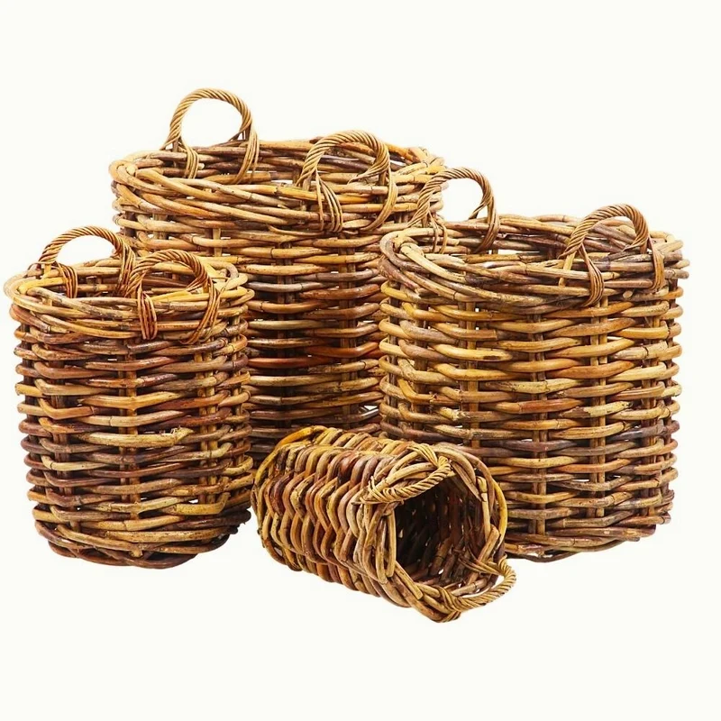 Dickes CL Rattan Korb CESTINO natural D45cm Griffe Pflanzkorb