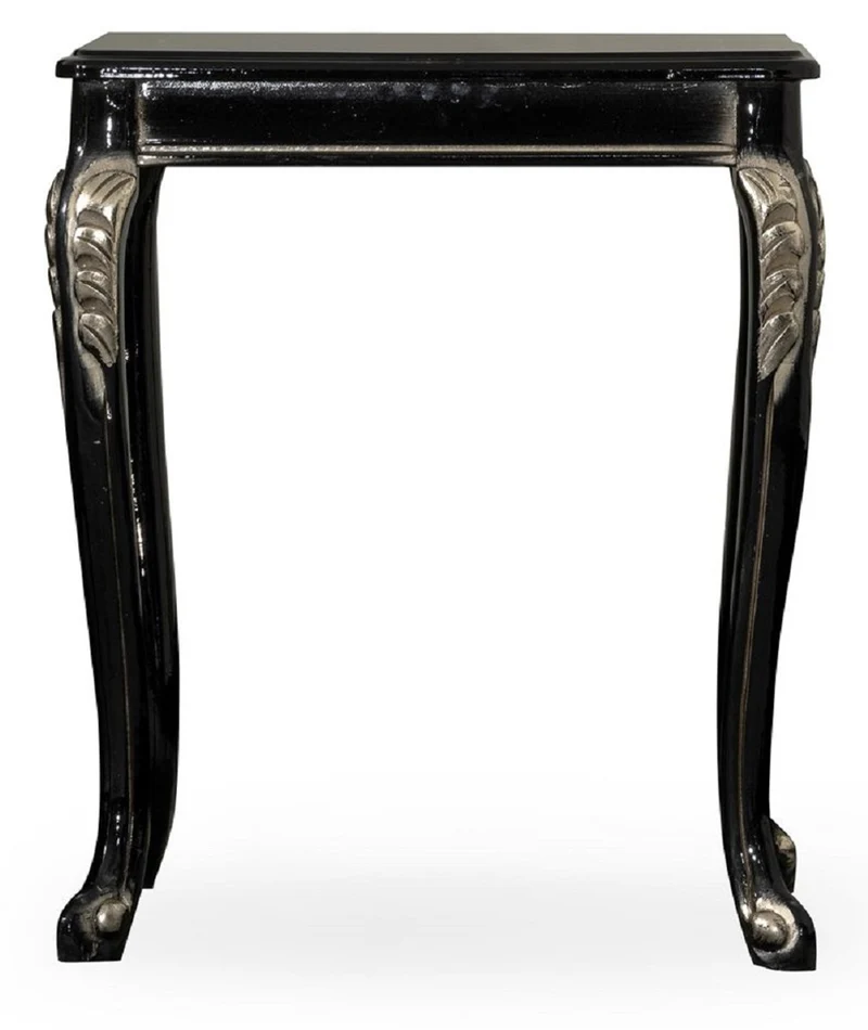 Casa Padrino Luxus Barock Beistelltisch Schwarz / Silber - Quadratischer Massivholz Tisch im Barockstil - Luxus Wohnzimmer Möbel im Barockstil - Barock Möbel - Edel & Prunkvoll