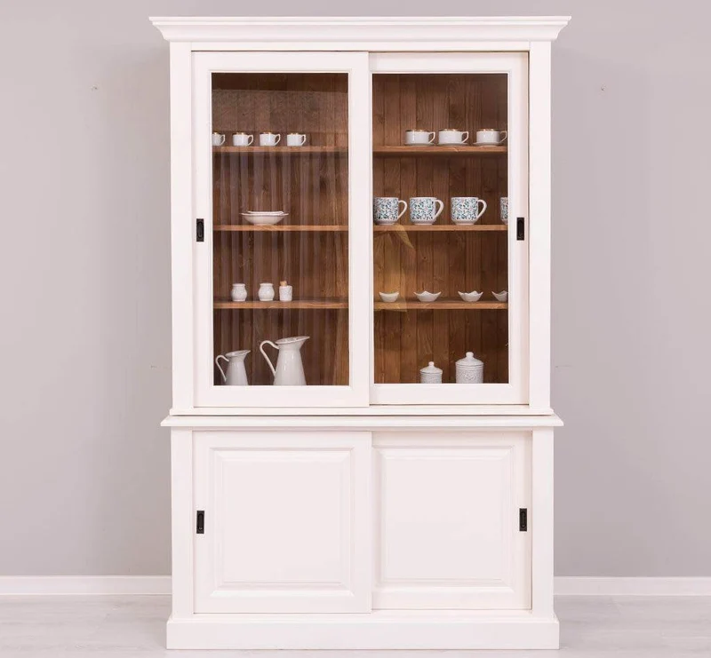 Buffetschrank mit Schiebetüren | Geschirrschrank | Vitrine | 2-teilig