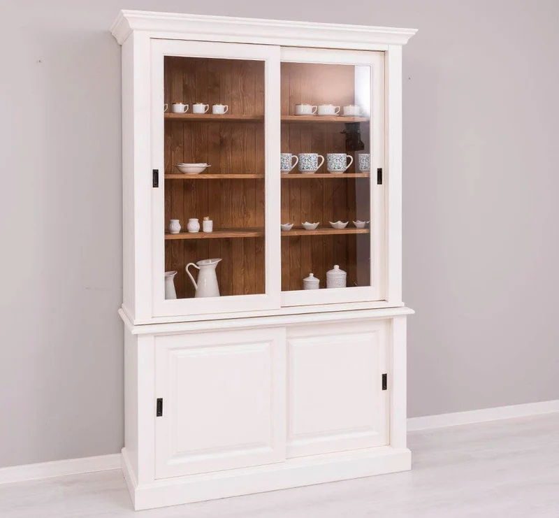 Buffetschrank mit Schiebetüren | Geschirrschrank | Vitrine | 2-teilig