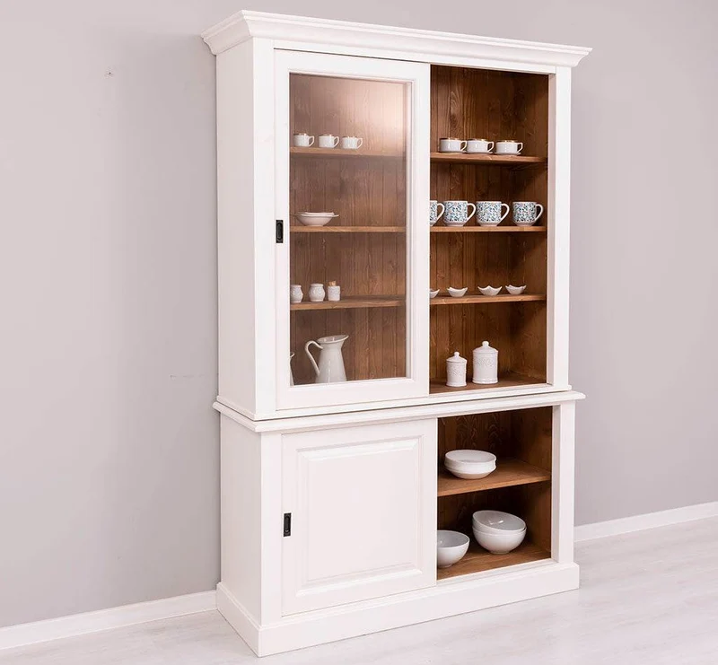 Buffetschrank mit Schiebetüren | Geschirrschrank | Vitrine | 2-teilig
