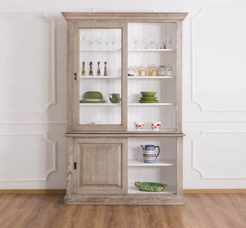 Buffetschrank mit Schiebetüren | Geschirrschrank | Vitrine | 2-teilig