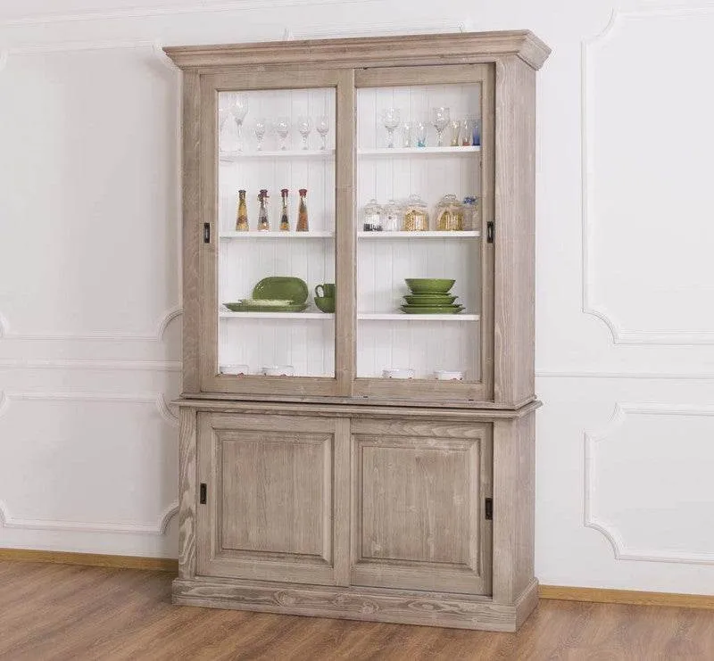 Buffetschrank mit Schiebetüren | Geschirrschrank | Vitrine | 2-teilig