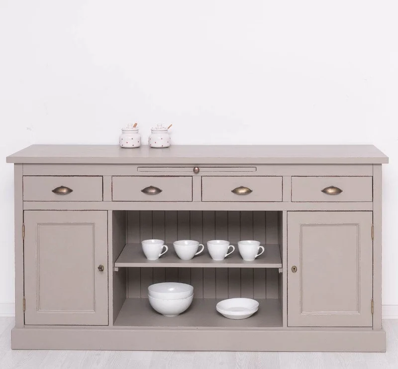 Sideboard aus Massivholz mit 4 Schubladen und 2 Türen und mittigem Auszug