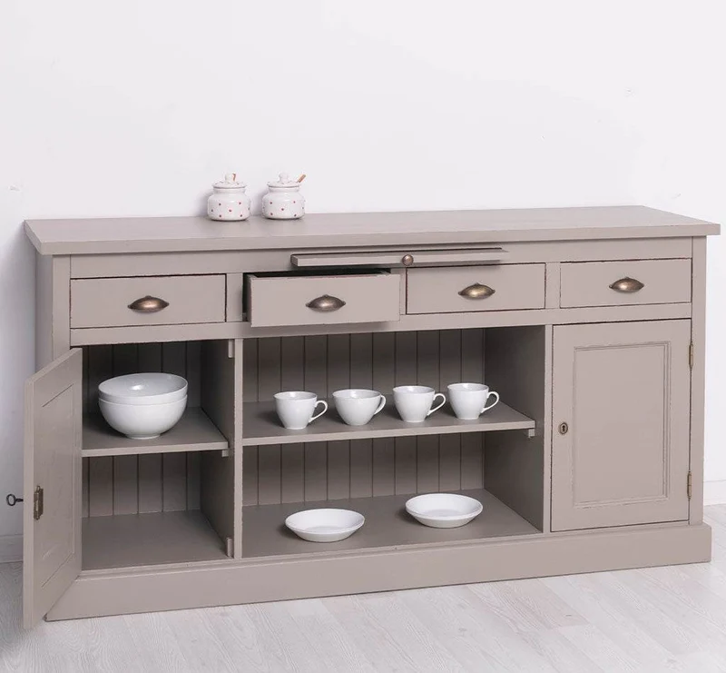 Sideboard aus Massivholz mit 4 Schubladen und 2 Türen und mittigem Auszug