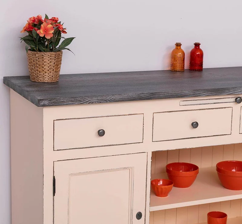 Sideboard aus Massivholz mit 4 Schubladen und 2 Türen und mittigem Auszug