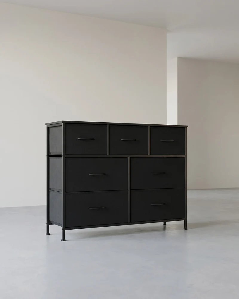 Großes Sideboard Mit 7 Stoffschubladen - Stahlrahmen - Für Schlafzimmer Oder Wohnzimmer