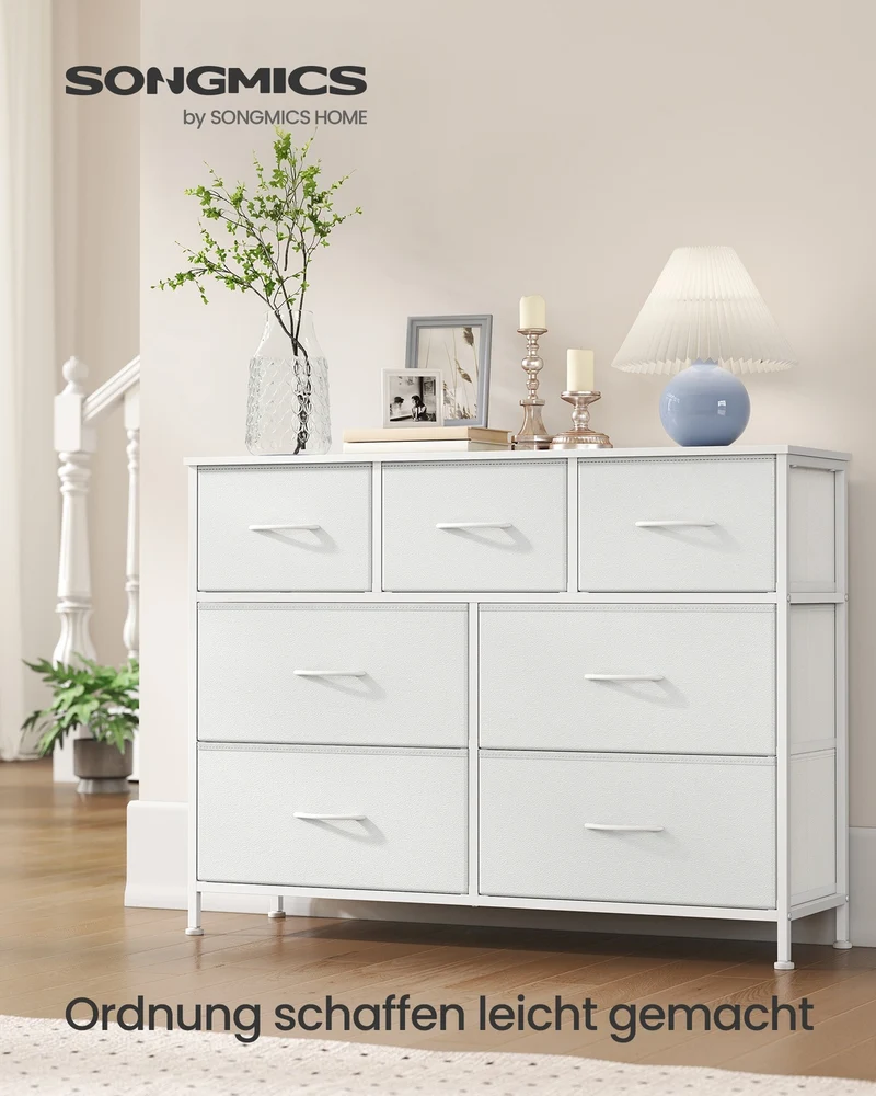 Großes Sideboard Mit 7 Stoffschubladen - Stahlrahmen - Für Schlafzimmer Oder Wohnzimmer
