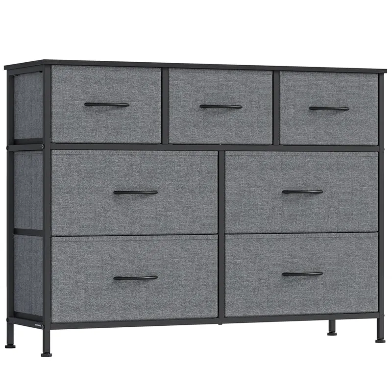 Großes Sideboard Mit 7 Stoffschubladen - Stahlrahmen - Für Schlafzimmer Oder Wohnzimmer