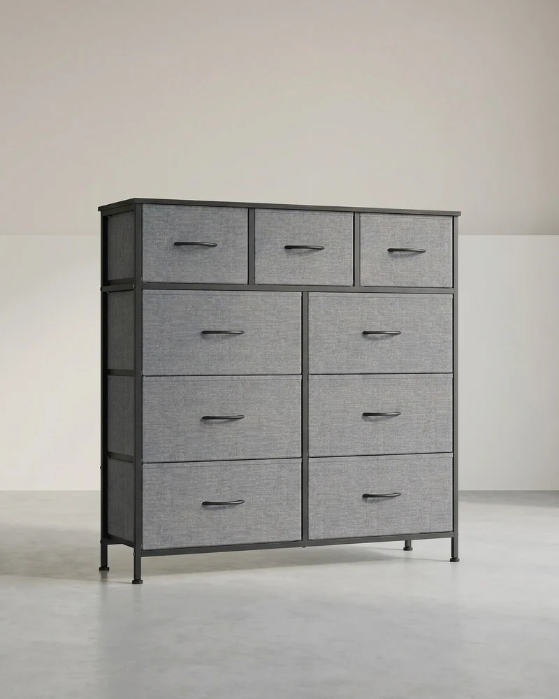 XL Sideboard Mit 9 Stoffschubladen - Stahlrahmen - Für Schlafzimmer Oder Flur