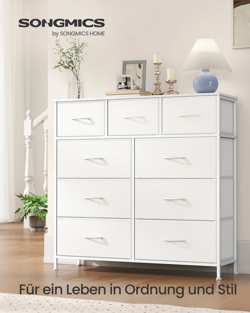 XL Sideboard Mit 9 Stoffschubladen - Stahlrahmen - Für Schlafzimmer Oder Flur
