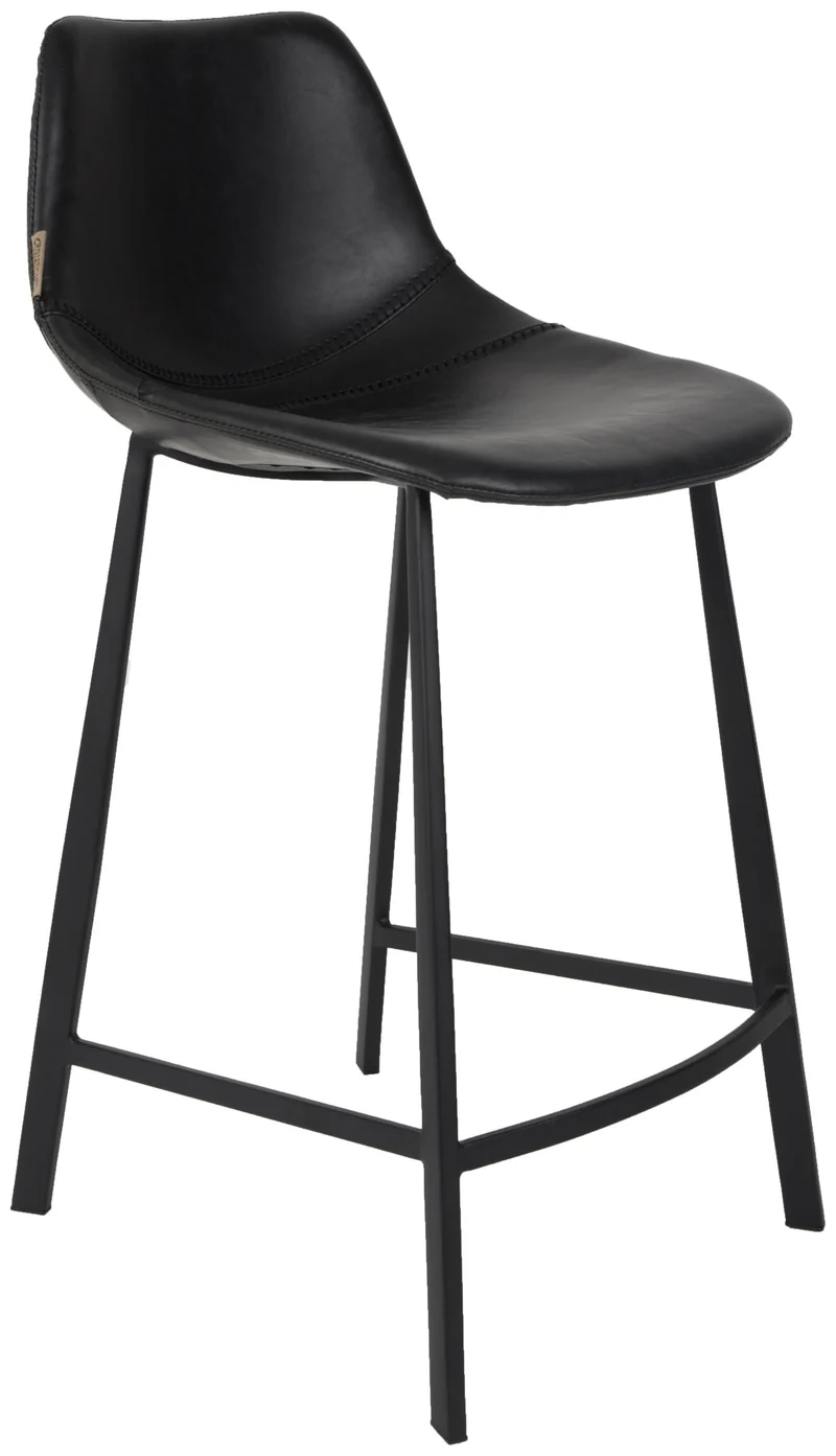 Tresenhocker FRANKY Kunstleder Vintage schwarz von DutchBone