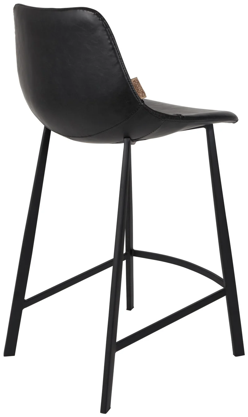 Tresenhocker FRANKY Kunstleder Vintage schwarz von DutchBone