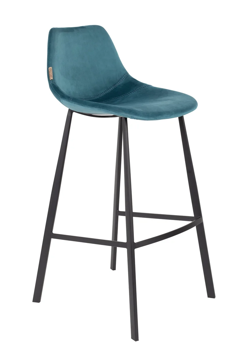 Barhocker FRANKY VELVET Samt Petrol von DutchBone