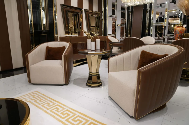 Casa Padrino Luxus Sessel Naturfarben / Braun / Grau - Wohnzimmer Sessel - Hotel Sessel - Wohnzimmer Möbel - Luxus Möbel - Wohnzimmer Einrichtung - Luxus Einrichtung - Möbel Luxus