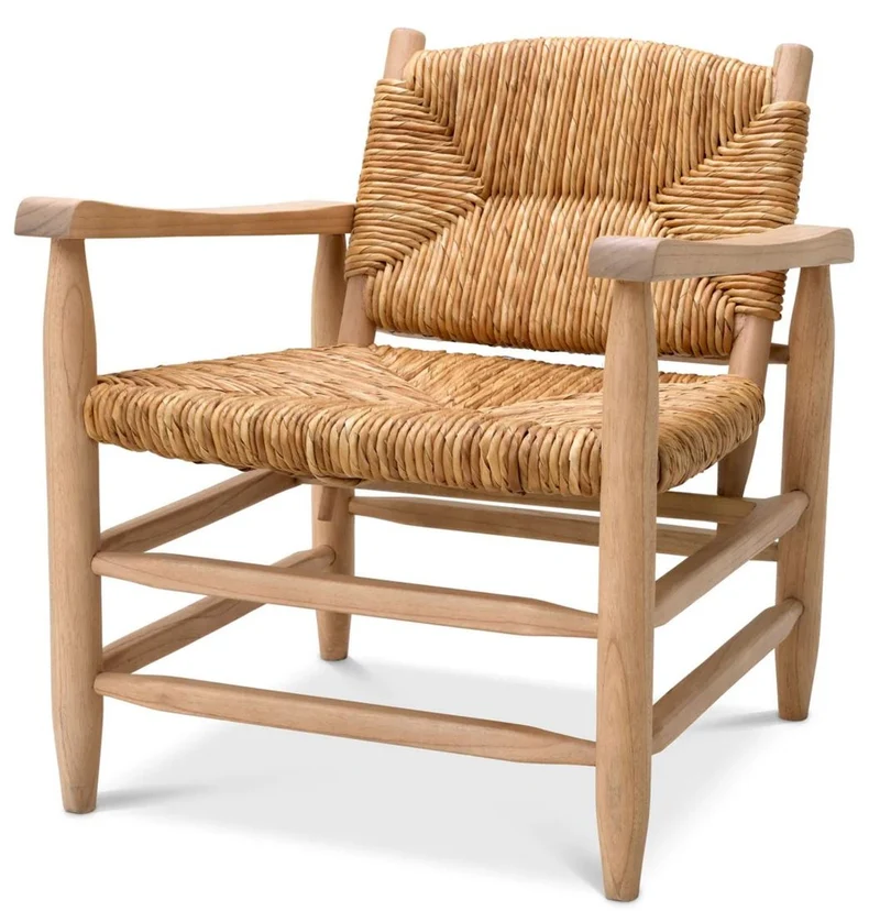 Casa Padrino Luxus Sessel Naturfarben 60,5 x 74 x H. 71 cm - Wohnzimmer Sessel - Hotel Sessel - Wohnzimmer Möbel - Luxus Möbel - Wohnzimmer Einrichtung - Luxus Einrichtung - Möbel Luxus