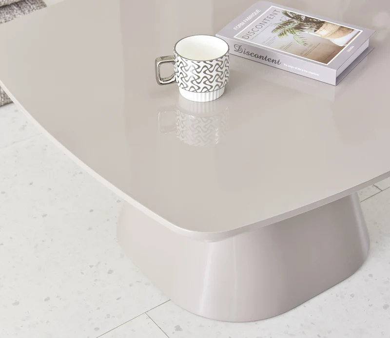 Adievent Couchtisch 80x80 cm hellgrau Hochglanz