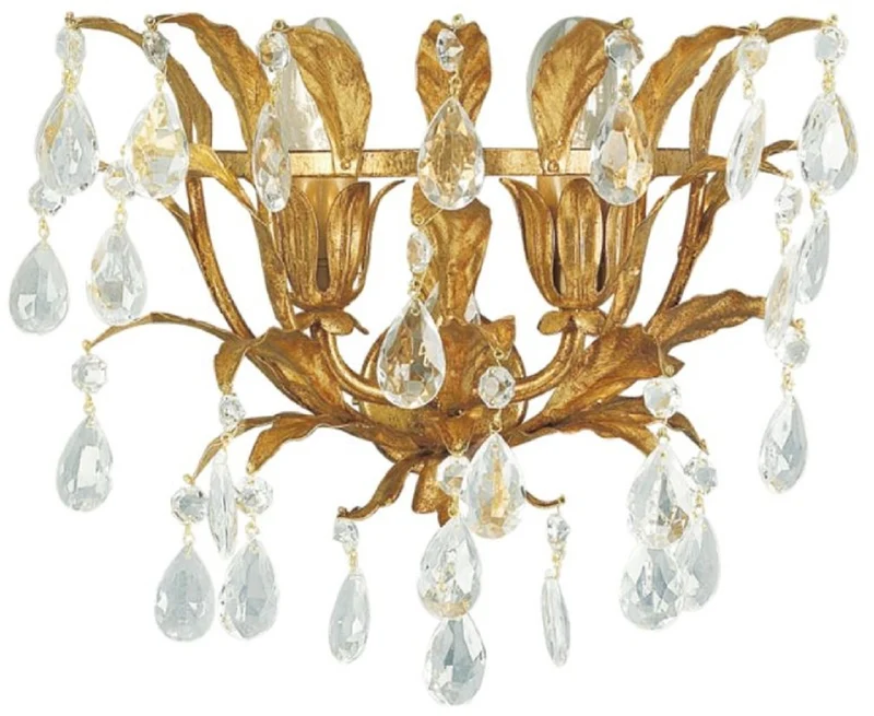 Casa Padrino Luxus Barock Kristall Wandleuchte Antik Gold 32 x 20 x H. 25 cm - Elegante Metall Wandlampe mit edlen Glasperlen - Barock Leuchten