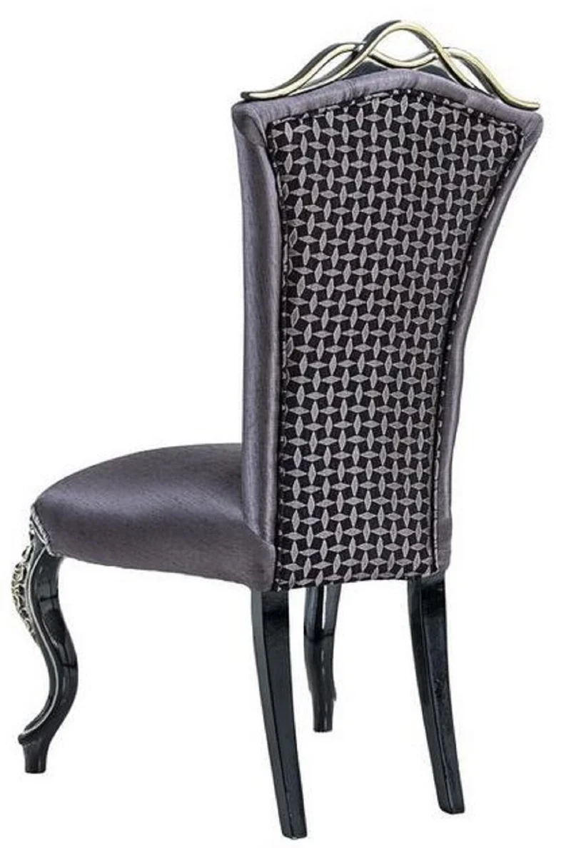 Casa Padrino Luxus Barock Esszimmerstuhl Set Lila / Schwarz / Gold - Handgefertigtes Küchen Stühle 6er Set - Barock Esszimmer Möbel - Edel & Prunkvoll