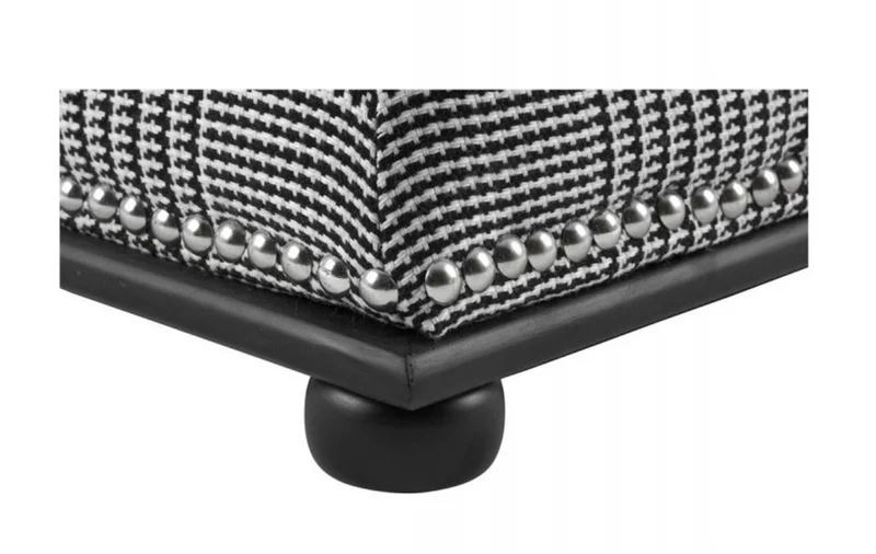 Casa Padrino Luxus Sitzhocker im Barockstil Schwarz & Weiß 47 x 47 x H. 52 cm mit Nickel-Nagelung
