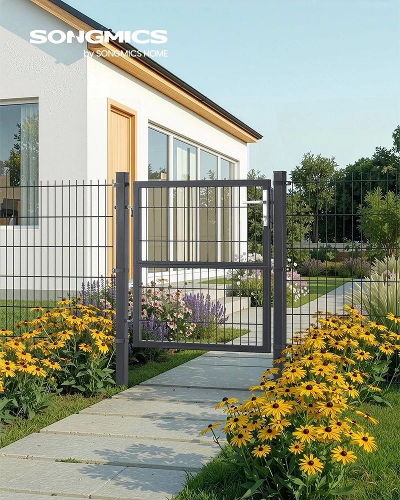 Abschließbares Gartentor 106x100 - Verzinkter Stahl - Mit Schlüsselschloss Und Aluminiumzylinder