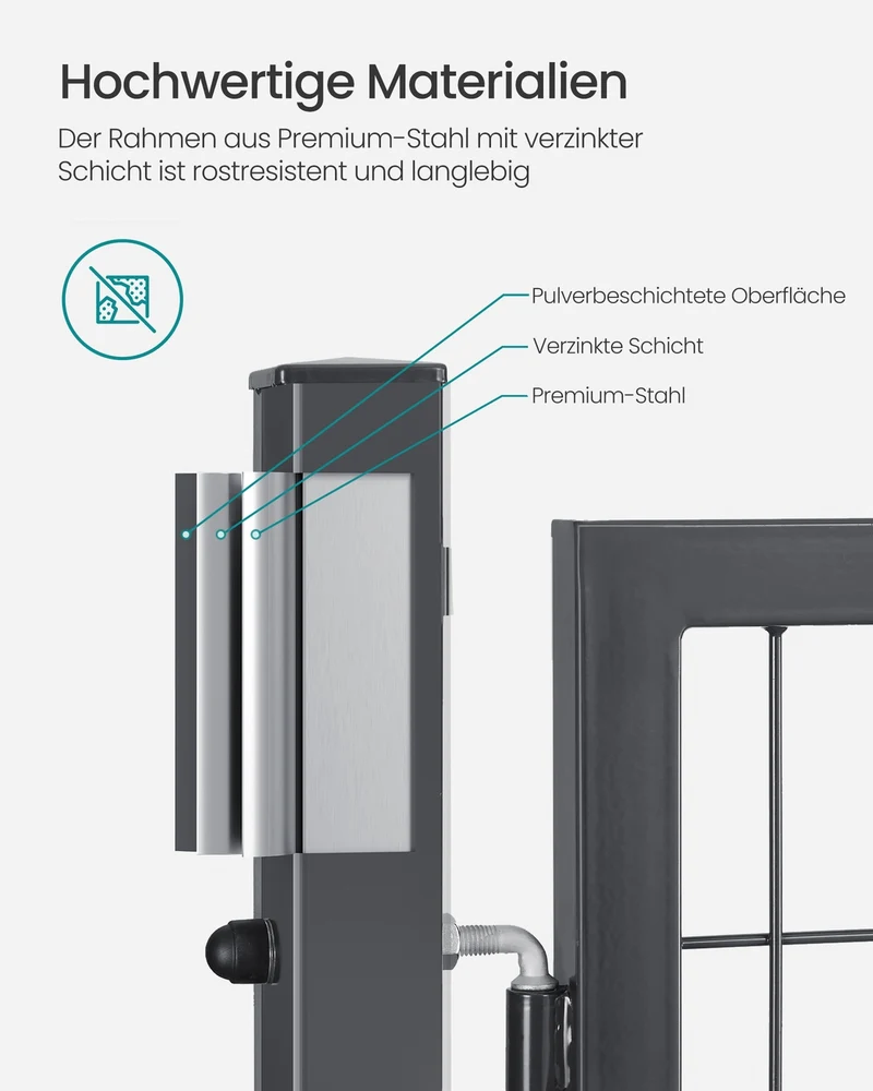 Abschließbares Gartentor 106x100 - Verzinkter Stahl - Mit Schlüsselschloss Und Aluminiumzylinder